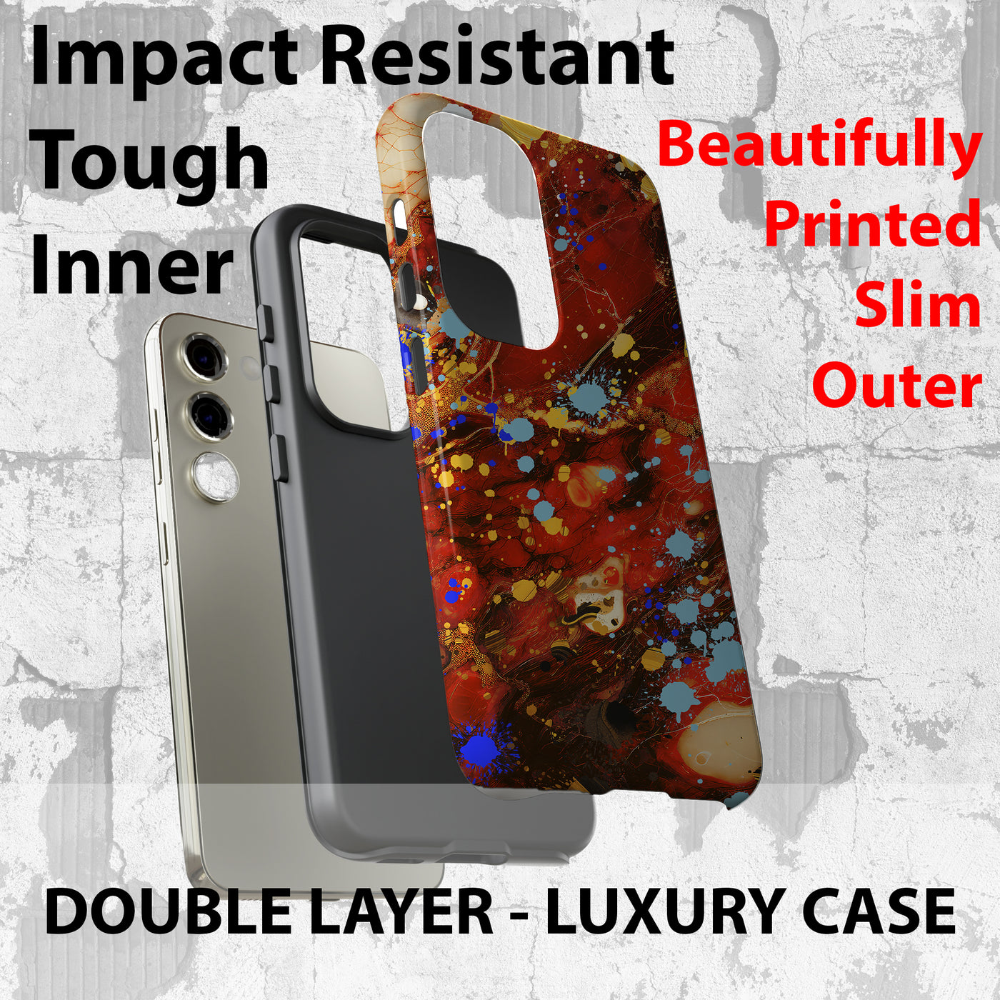 Cool Samsung Phone Case | Aesthetic Samsung Phone Case | Fall Colors Marble | Galaxy S23, S22, S21, S20 | Luxury Double Layer | Cute