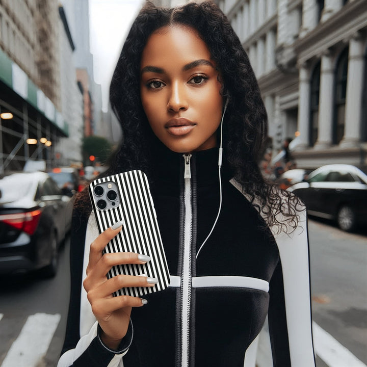 Custom Personalized Black White Striped Magsafe Phone Case for Iphone 17 - | iPhone 16 Pro Max Case | iPhone 15 Case Iphone 14 13 12 11 10 - Studio40ParkLane