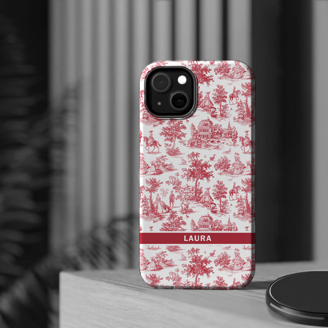 Magsafe French Toile Personalized Initial Custom Gift for Her Cute Phone Cases for Iphone 16 Pro Max | iPhone 15 Case | iPhone 15 Pro Max Case, Iphone 14, 13, 12, 11, 10, 8, 7 - Studio40ParkLane