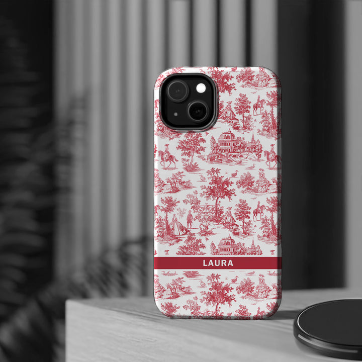 Magsafe French Toile Personalized Initial Custom Gift for Her Cute Phone Cases for Iphone 16 Pro Max | iPhone 15 Case | iPhone 15 Pro Max Case, Iphone 14, 13, 12, 11, 10, 8, 7 - Studio40ParkLane
