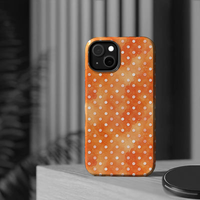 Aesthetic Tough Magsafe Orange Polka Dots Phone Case - For iPhone 17 Pro Max iPhone 16 Pro iPhone 15 Iphone 14 Plus 13 Pro 12 11 10 XR - Studio40ParkLane