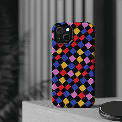 Aesthetic Colorful Checkerboard Tough Magsafe Phone Case - For iPhone 17 Pro Max iPhone 16 Pro iPhone 15 Iphone 14 Plus 13 Pro 12 11 Gift - Studio40ParkLane