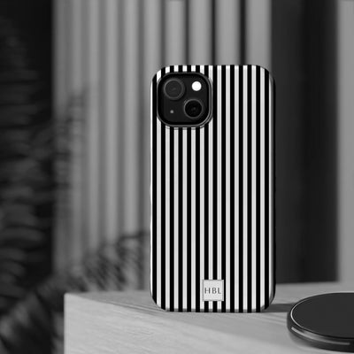 Custom Personalized Black White Striped Magsafe Phone Case for Iphone 17 - | iPhone 16 Pro Max Case | iPhone 15 Case Iphone 14 13 12 11 10 - Studio40ParkLane