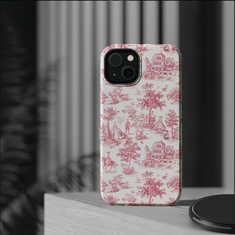 French Pink Toile Magsafe Cute Phone Case for Iphone Gift for Her, iPhone 16 Case French Pink Toile Magsafe Cute Phone Case for Iphone Gift for Her, iPhone 16 Case