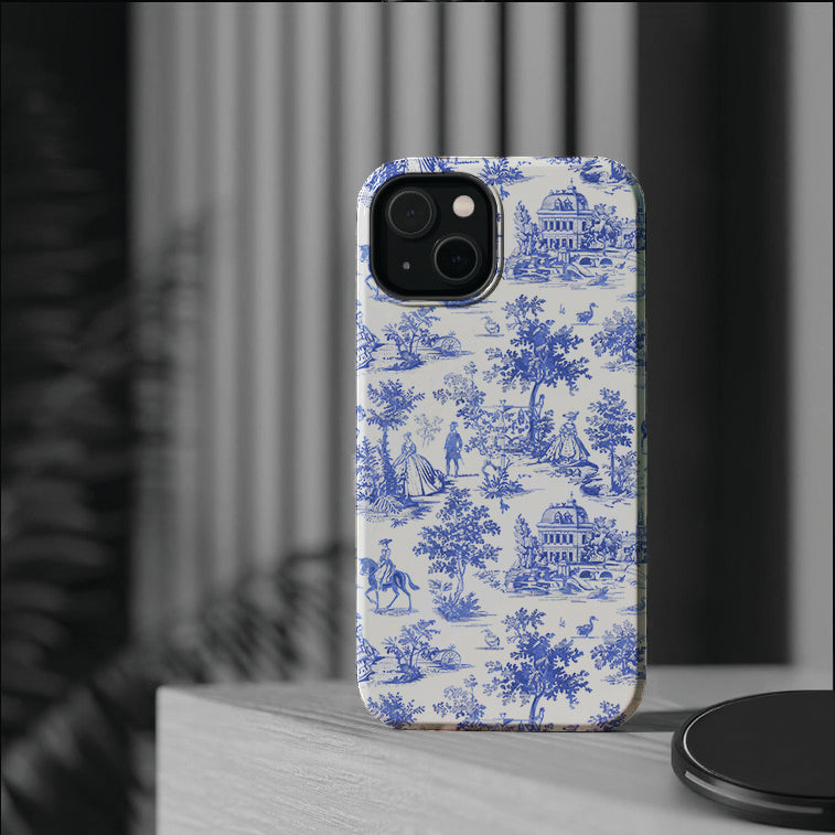 French Blue Toile Magsafe Cute Phone Case for Iphone Gift for Her,  | iPhone 15 Case | iPhone 15 Pro Max Case, Iphone 14, Iphone 14 Pro Max, Iphone 13, Iphone 16