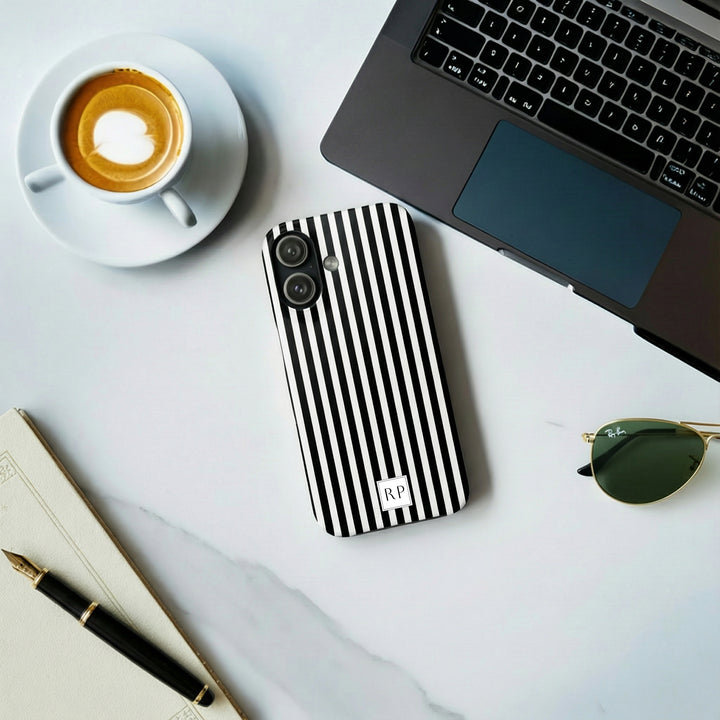 Custom Personalized Black White Striped Magsafe Phone Case for Iphone 17 - | iPhone 16 Pro Max Case | iPhone 15 Case Iphone 14 13 12 11 10 - Studio40ParkLane