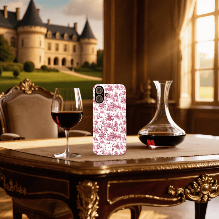 Slim Personalized Slim Pink Vintage French Toile Cute Phone Cases for Iphone 16 Pro Max | iPhone 15 Case | iPhone 15 Pro Max Case, Iphone 14, Iphone 14 Pro Max, Iphone 13 12 11 8 7 - Studio40ParkLane