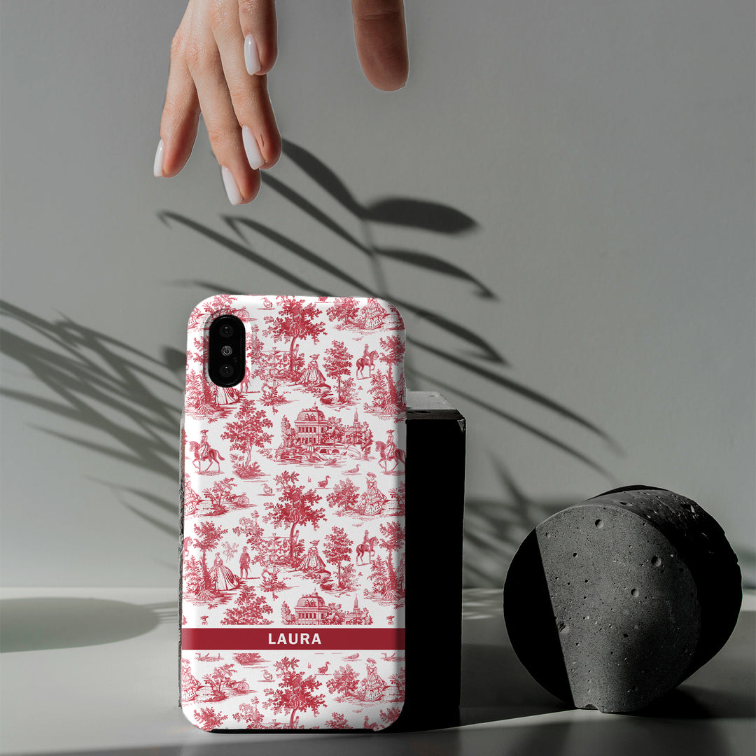 Snap French Toile Personalized Initial Custom Gift for Her Cute Phone Cases for Samsung S24, S23, S22, S21, S20, Plus and Ultra and Iphone, 16, 15, 14, 13, 12, 11. 10 - Studio40ParkLane