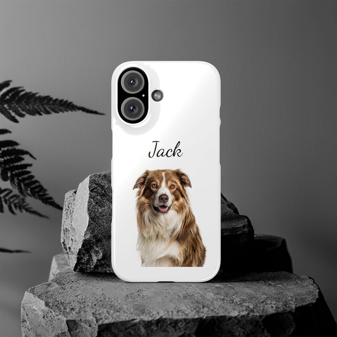 Slim Custom Personalized Pet Phone Cases Dog Phone Cases Cat Phone Cases for Iphone 16, 15, 14, 13, 12, 11, 8, 7 Custom Name Personalized Phone Case - Studio40ParkLane