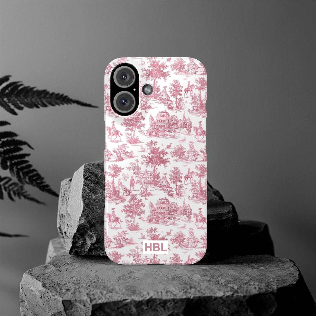 Slim Personalized Slim Pink Vintage French Toile Cute Phone Cases for Iphone 16 Pro Max | iPhone 15 Case | iPhone 15 Pro Max Case, Iphone 14, Iphone 14 Pro Max, Iphone 13 12 11 8 7 - Studio40ParkLane