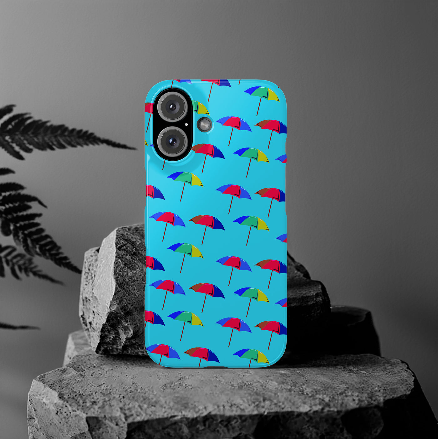 Slim Cute Phone Cases for Iphone - | iPhone 15 Case | iPhone 15 Pro Max Case, Iphone 14 Case, Iphone 14 Pro Max, Iphone 13, Colorful Beach Parasol Blue