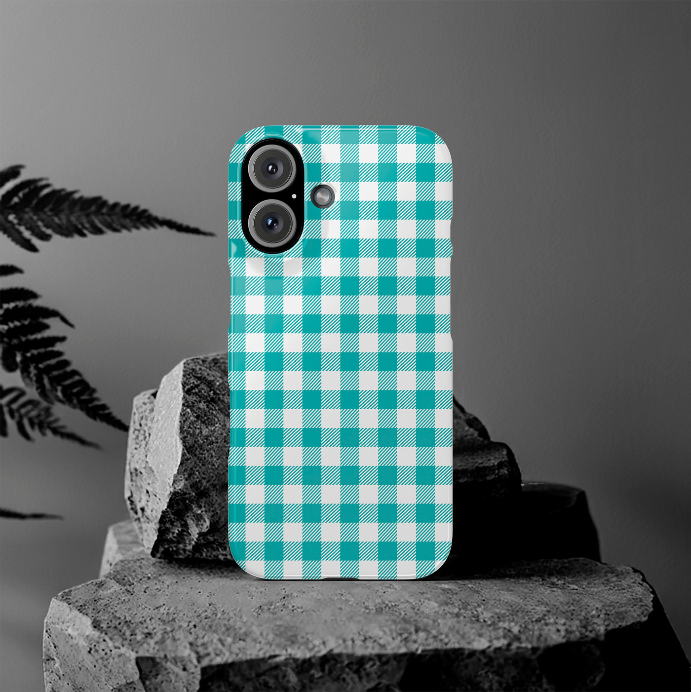 Slim Turquoise Gingham Gift for Her Cute Phone Cases for Iphone 16 Pro Max | iPhone 15 Case | iPhone 15 Pro Max Case, Iphone 14, 13, 12, 11, 10, 8, 7