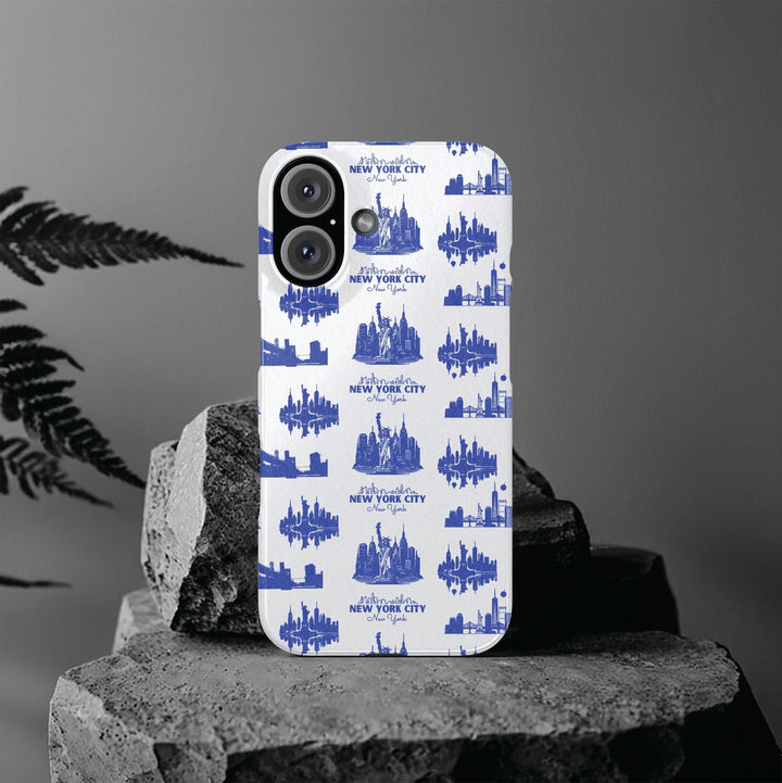 Slim New York Skyline Blue Collage Coquette Gift for Her Cute Phone Cases for Iphone 16 Pro Max | iPhone 15 Case | iPhone 15 Pro Max Case, Iphone 14, Iphone 14 Pro Max, Iphone 13 12 11 8 7 - Studio40ParkLane