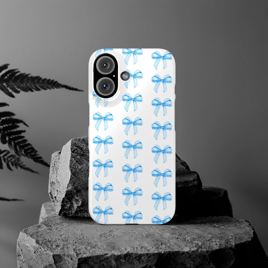 Slim Blue Bows Cute Phone Cases for Iphone 16 Pro Max | iPhone 15 Case | iPhone 15 Pro Max Case, Iphone 14, Iphone 14 Pro Max, Iphone 13 12 11 8 7 - Studio40ParkLane