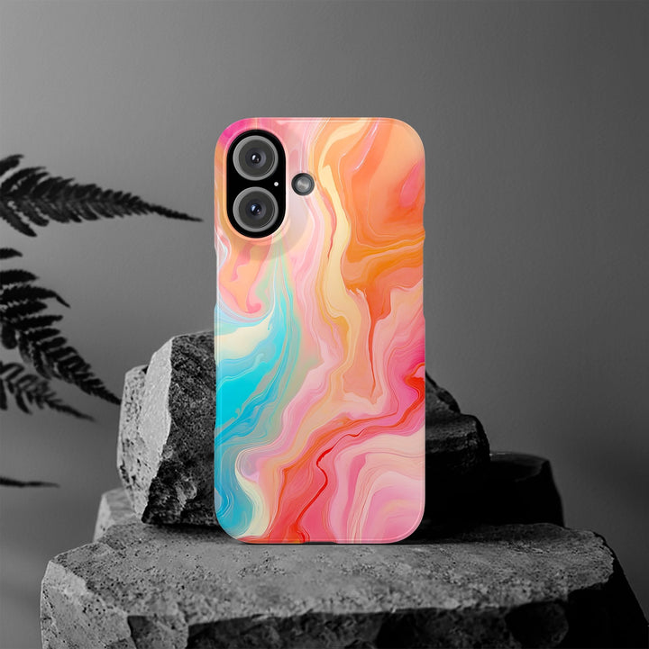 Slim Blue Pink Orange Marbled Cute Phone Cases for Iphone 16 Pro Max | iPhone 15 Case | iPhone 15 Pro Max Case, Iphone 14, Iphone 14 Pro Max, Iphone 13 12 11 8 7 - Studio40ParkLane