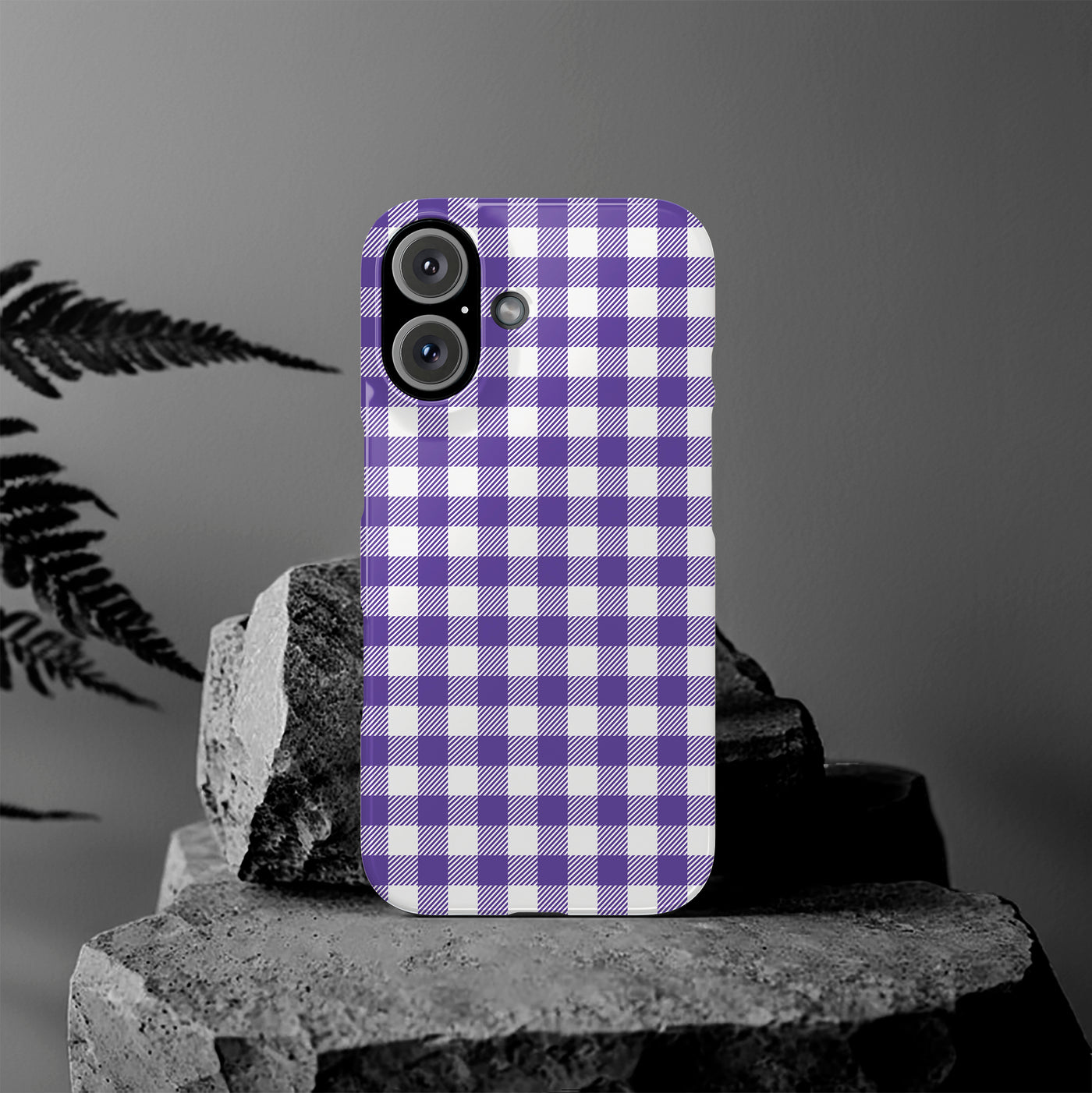 Slim Purple Gingham Gift for Her Cute Phone Cases for Iphone 16 Pro Max | iPhone 15 Case | iPhone 15 Pro Max Case, Iphone 14, 13, 12, 11, 10, 8, 7