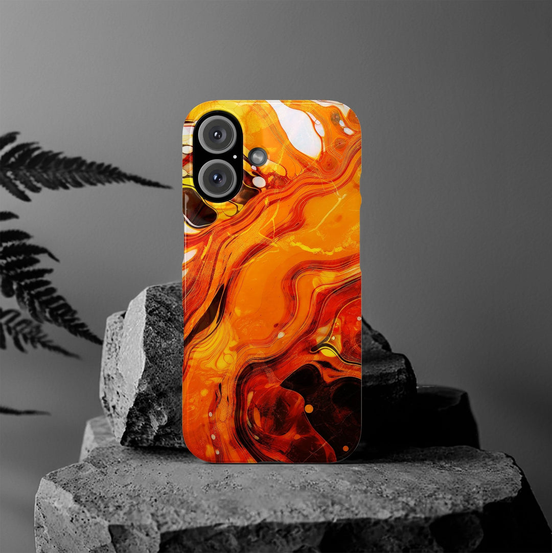 Slim Cute Phone Cases for Iphone - | iPhone 15 Case | iPhone 15 Pro Max Case, Iphone 14 Case, Iphone 14 Pro Max, Iphone 13, Marble Orange Yellow - Studio40ParkLane