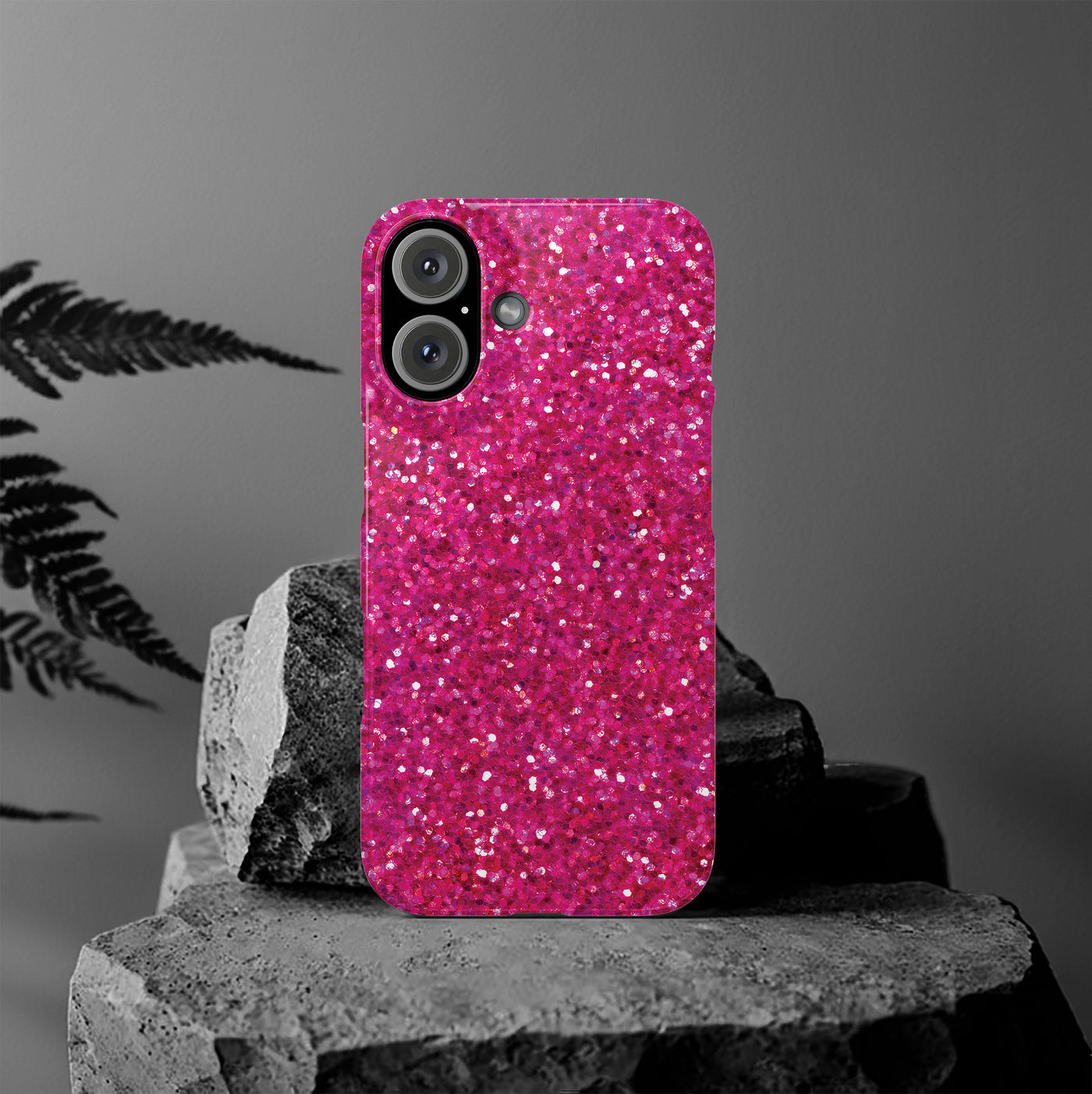 Slim Muted Pink Faux Play on Glitter Effect Cute Phone Cases for Iphone 16 Pro Max | iPhone 15 Case | iPhone 15 Pro Max Case, Iphone 14, Iphone 14 Pro Max, Iphone 13 12 11 8 7