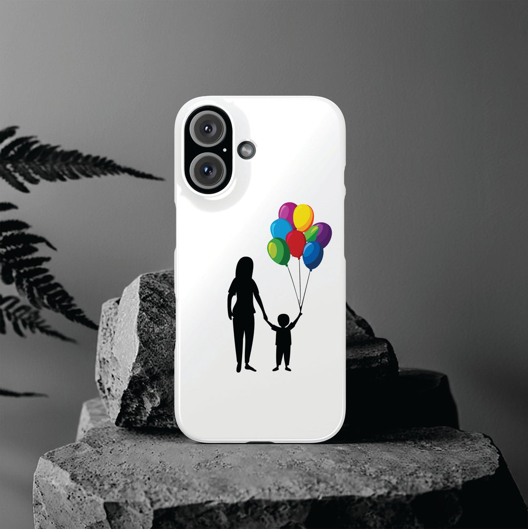 Slim Mother Child Balloons Gift for Her Cute Phone Cases for Iphone 16 Pro Max | iPhone 15 Case | iPhone 15 Pro Max Case, Iphone 14, 13, 12, 11, 10, 8, 7 - Studio40ParkLane