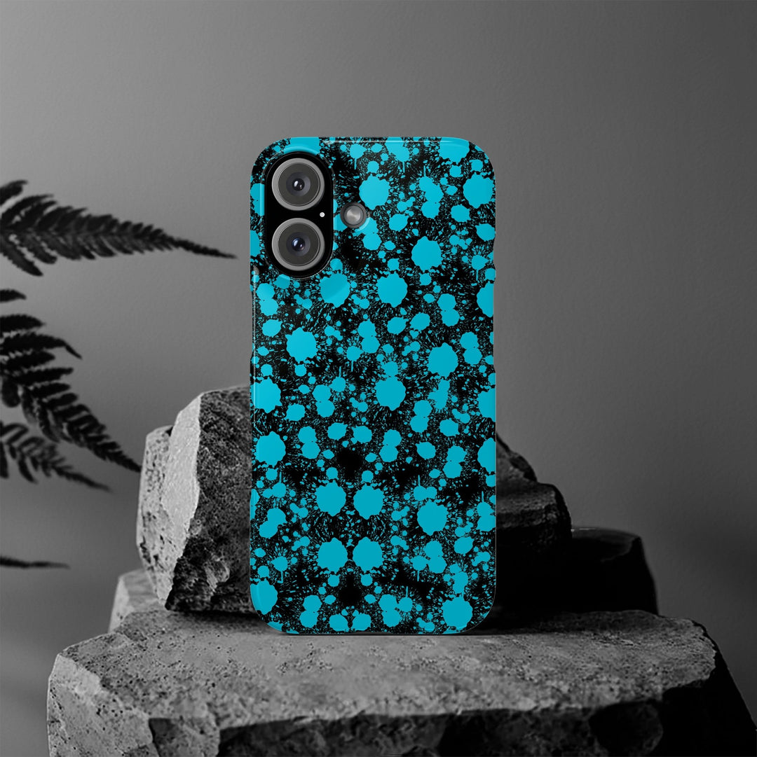 Slim Cute Phone Cases for Iphone - | iPhone 15 Case | iPhone 15 Pro Max Case, Iphone 14 Case, Iphone 14 Pro Max, Iphone 13, Blue Paint Blots Splash - Studio40ParkLane