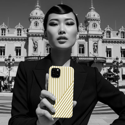 Aesthetic Yellow Beige Stripes Cute Phone Case Sleek Snap - For iPhone 17 Pro Max iPhone 16 Pro iPhone 15 Iphone 14 Plus 13 Pro 12 11 10 Gift - Studio40ParkLane