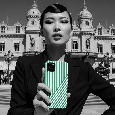 Aesthetic Emerald Stripes Cute Phone Case Sleek Snap - For iPhone 17 Pro Max iPhone 16 Pro iPhone 15 Iphone 14 Plus 13 Pro 12 11 10 Gift - Studio40ParkLane
