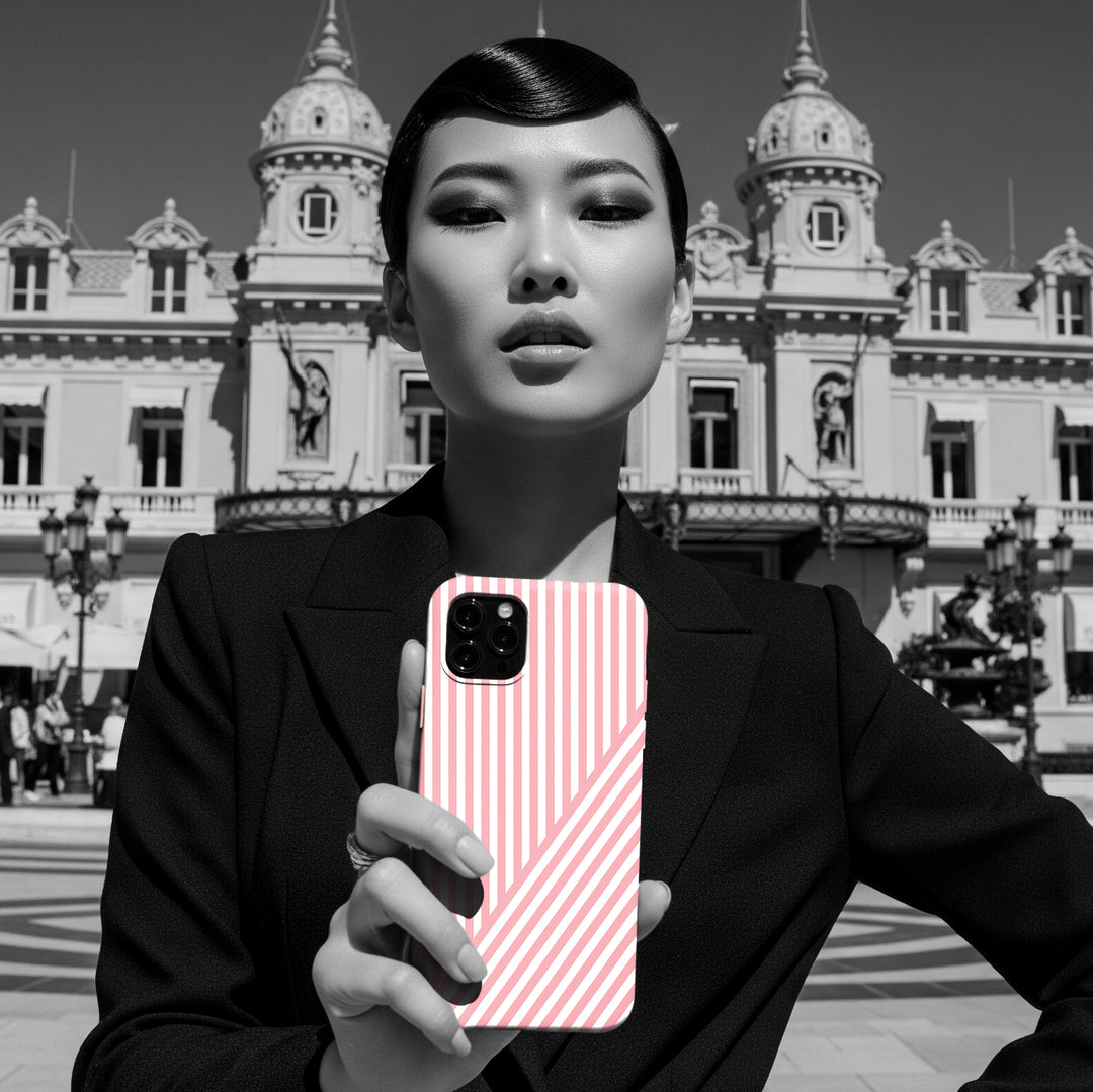 Aesthetic Sweet Pink Stripes Cute Phone Case Sleek Snap - For iPhone 17 Pro Max iPhone 16 Pro iPhone 15 Iphone 14 Plus 13 Pro 12 11 10 Gift - Studio40ParkLane