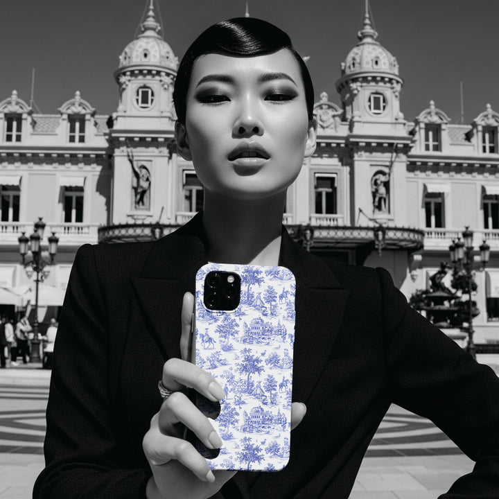 Sleek Snap Blue French Toile Cute Phone Case for iPhone 16 15 14 13 12 11 X Xs Max Xr Pro Plus Samsung Galaxy S24 S23 S22 S21 S20 Note Ultra - Studio40ParkLane