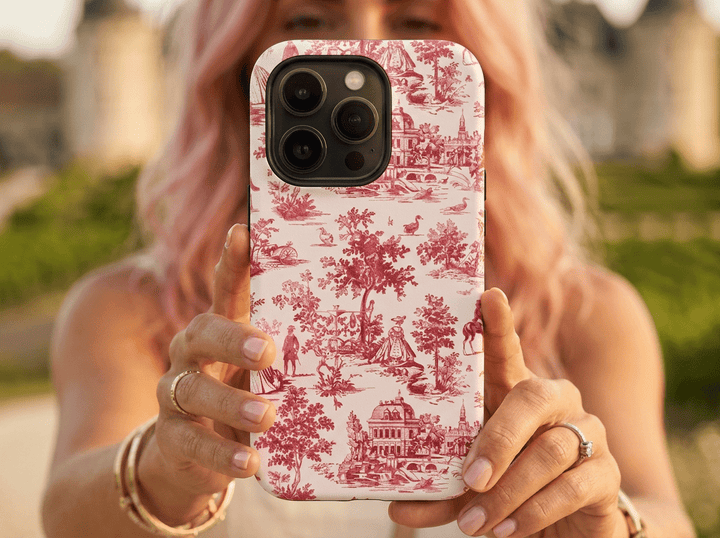 French Pink Toile Magsafe Cute Phone Case for Iphone Gift for Her, iPhone 16 Case | iPhone 15 Pro Max Case, Iphone 14, Iphone 14 Pro Max, Iphone 13, Iphone 12 - Studio40ParkLane