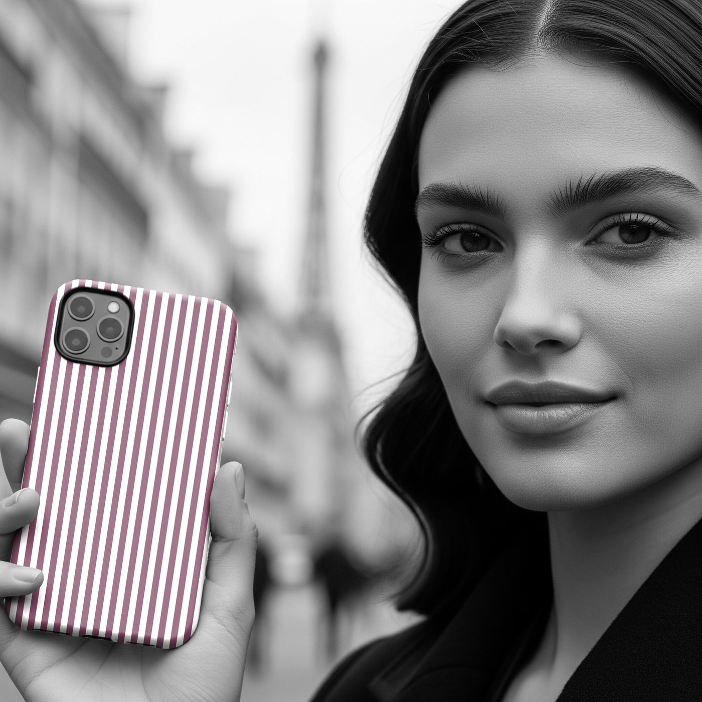 Tough Premium Old Claret Stripes Phone Case Gift for Her - For Apple iPhone 16 Pro Max 16e iPhone 15 Pro iPhone Iphone 14 Plus 13 Pro 12 SE XR - Studio40ParkLane