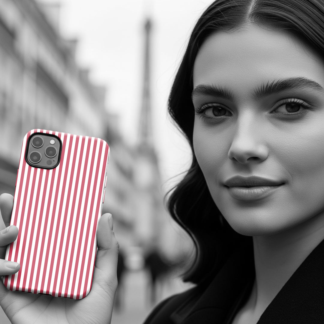 Tough Premium Winterberry Stripes Phone Case Gift for Her - For Apple iPhone 16 Pro Max 16e iPhone 15 Pro iPhone Iphone 14 Plus 13 Pro 12 SE XR - Studio40ParkLane