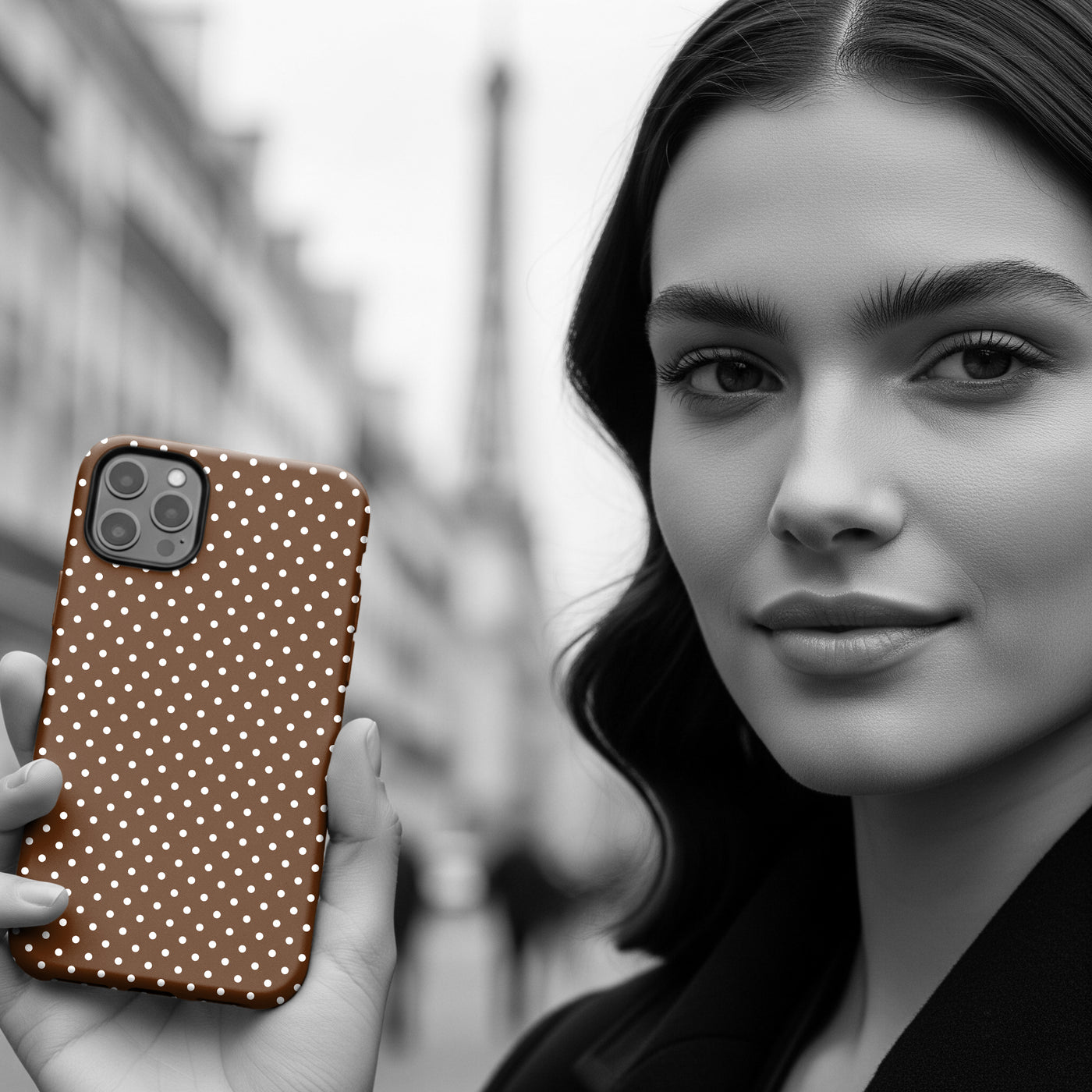 Aesthetic Tough Mocha Brown Polka Dots Premium Phone Case - For iPhone 17 Pro Max iPhone 16 Pro iPhone 15 Iphone 14 Plus 13 Pro 12 11 10 - Studio40ParkLane