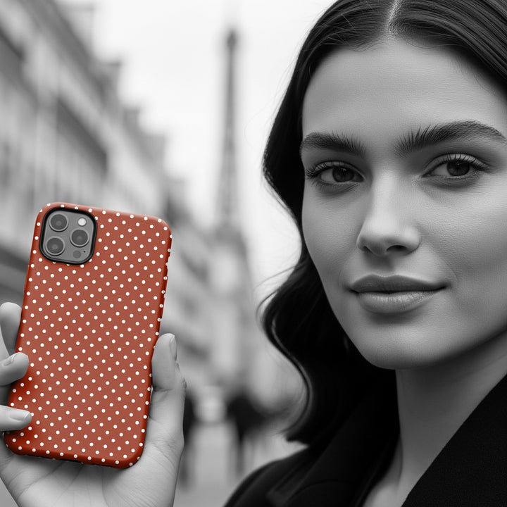 Aesthetic Tough Clay Red Polka Dots Premium Phone Case - For iPhone 17 Pro Max iPhone 16 Pro iPhone 15 Iphone 14 Plus 13 Pro 12 11 10 XR XS - Studio40ParkLane