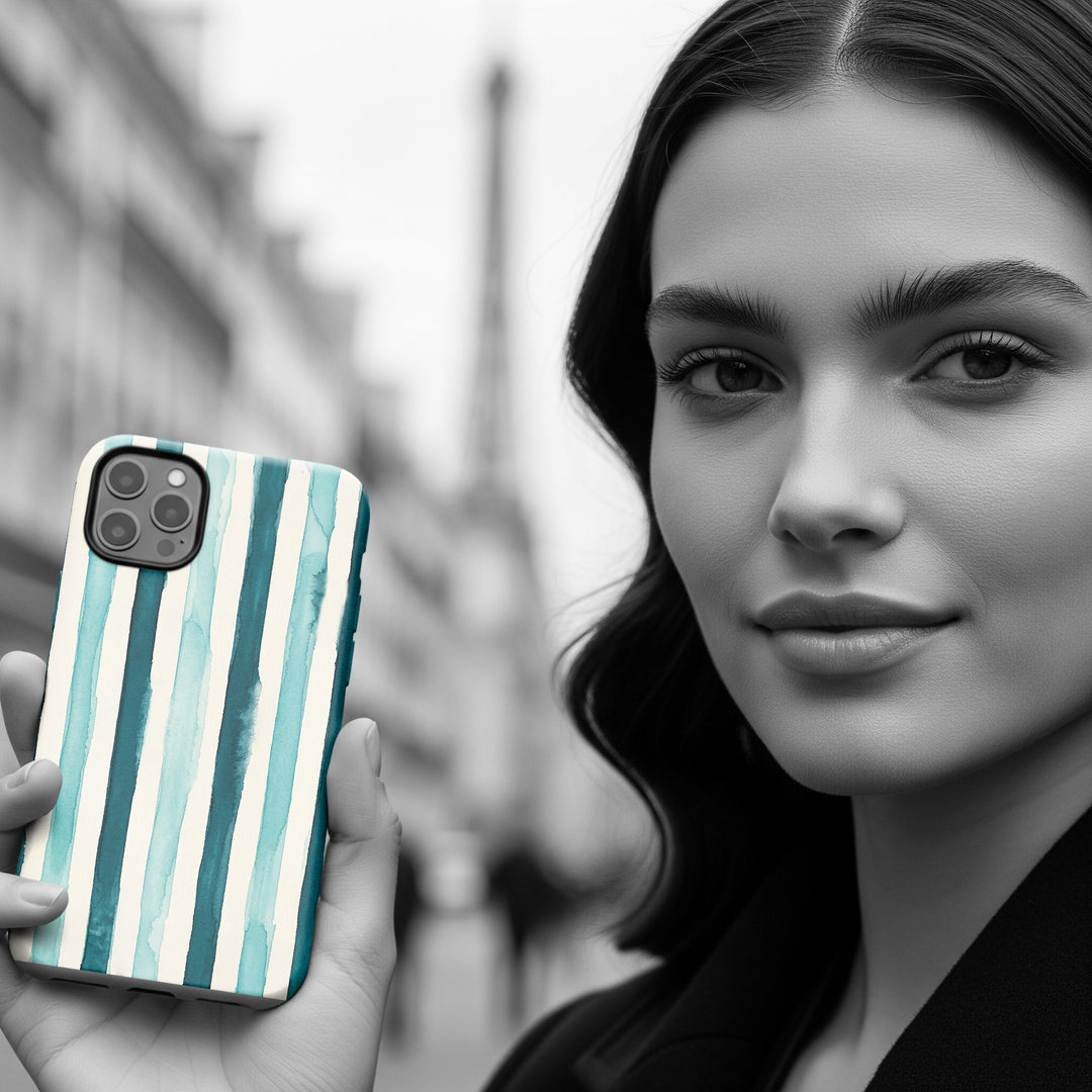 Tough Cute Green Stripes Phone Case, for IPhone 17 Pro Max | Iphone 17 Air, Iphone 16, IPhone 15, 14 13 12, Samsung Galaxy S26, S25, S24, S23 - Studio40ParkLane