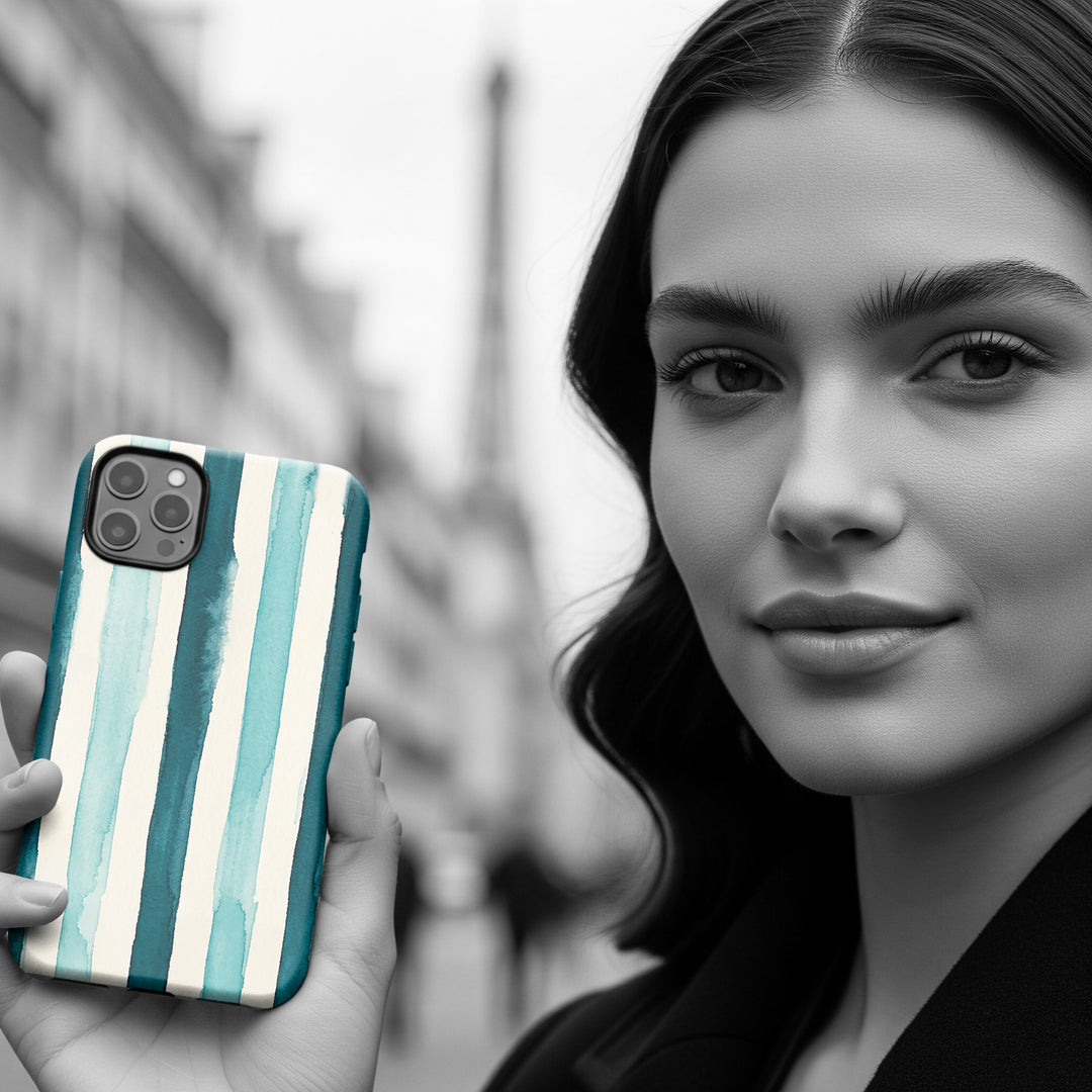 Tough Cute Green Stripes Phone Case, for IPhone 17 Pro Max | Iphone 17 Air, Iphone 16, IPhone 15, 14 13 12, Samsung Galaxy S26, S25, S24, S23 - Studio40ParkLane