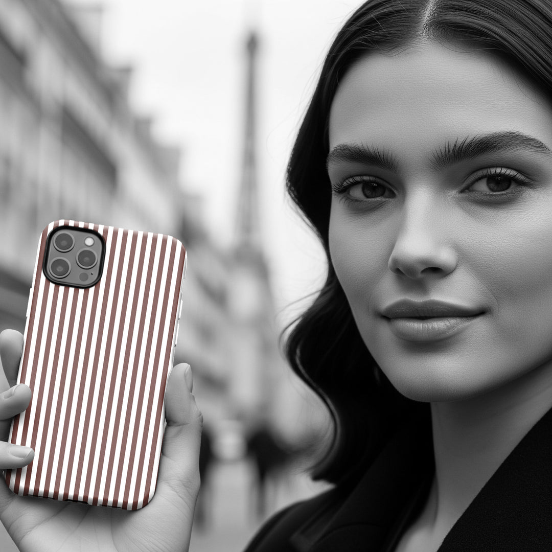 Tough Premium Chocolate Stripes Phone Case Gift for Her - For Apple iPhone 16 Pro Max 16e iPhone 15 Pro iPhone Iphone 14 Plus 13 Pro 12 SE XR - Studio40ParkLane