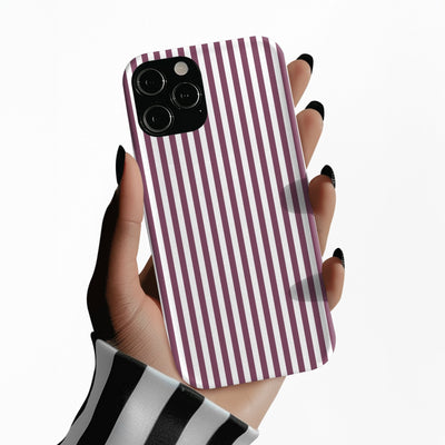 Slim Claret Red Striped Cute Phone Case for Iphone 16 - | iPhone 15 Pro Max Case | iPhone 14 Case Iphone 13 12 11 10 9 8 7 XS X Gift for Her - Studio40ParkLane