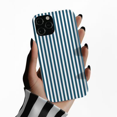 Slim Teal Blue Striped Cute Phone Case for Iphone 16 - | iPhone 15 Pro Max Case | iPhone 14 Case Iphone 13 12 11 10 9 8 7 X XS Gift for Her - Studio40ParkLane