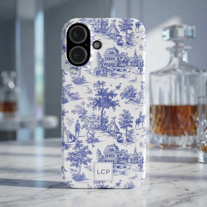 Personalized Custom French Toile Tough Cute Phone Case For Apple iPhone 18, 17, 16, 15 14, Pro Max, Samsung Galaxy S26, S25, S24 Plus Ultra