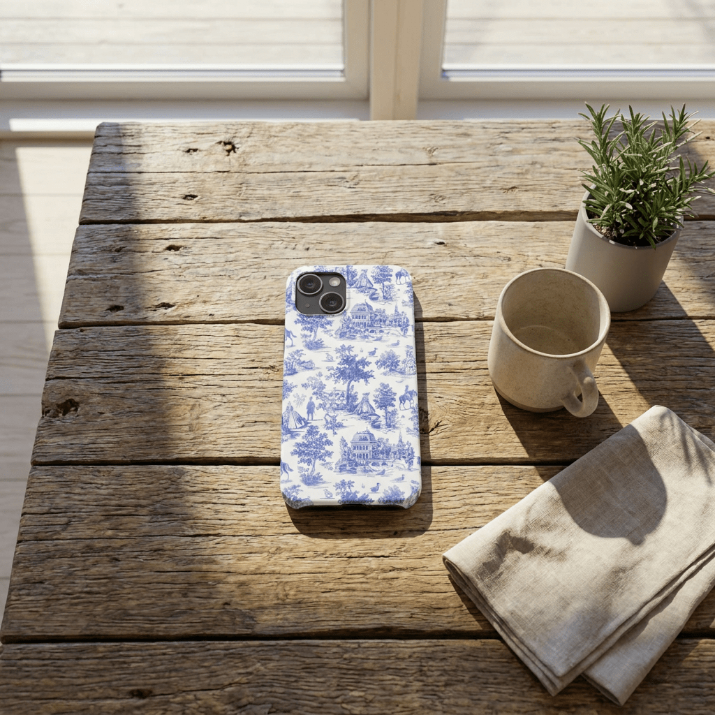 French Toile Blue Coquette Tough Phone Case - For iPhone 17 Pro Max iPhone 16 Pro Case iPhone Iphone 15 Case 14 13 12 11 Cute Phone Case - Studio40ParkLane