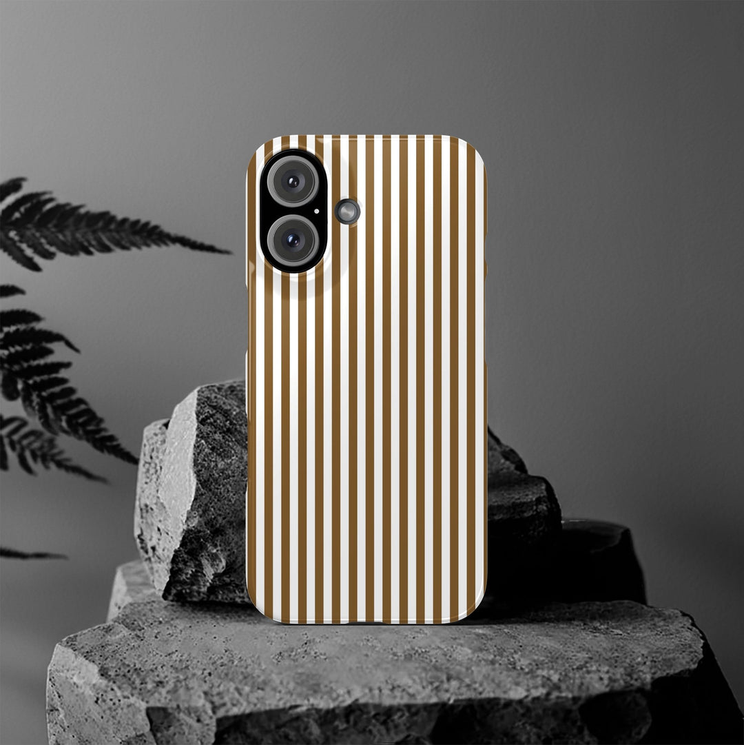 Slim Mocca Brown Striped Cute Phone Case for Iphone 16 - | iPhone 15 Pro Max Case | iPhone 14 Case Iphone 13 12 11 10 9 8 7 XS X Gift for Her - Studio40ParkLane