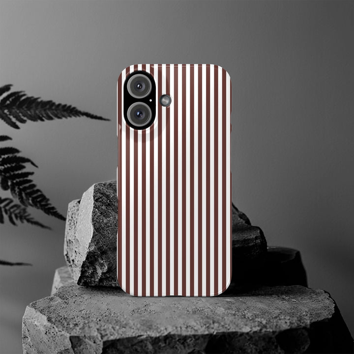 Slim Chocolate Brown Striped Cute Phone Case for Iphone 16 - | iPhone 15 Pro Max Case | iPhone 14 Case Iphone 13 12 11 10 9 8 7 Gift for Her - Studio40ParkLane
