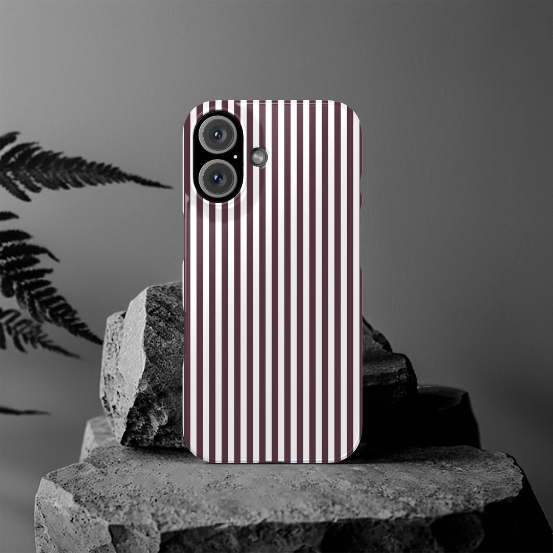 Slim Burgundy Wine Striped Cute Phone Case for Iphone 16 - | iPhone 15 Pro Max Case | iPhone 14 Case Iphone 13 12 11 10 9 8 7 Gift for Her - Studio40ParkLane
