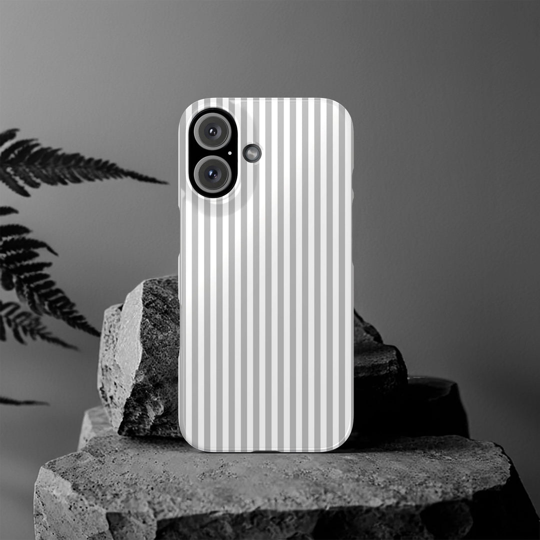 Slim Light Grey Striped Cute Phone Case for Iphone 16 - | iPhone 15 Pro Max Case | iPhone 14 Case Iphone 13 12 11 10 9 8 7 Gift for Her - Studio40ParkLane