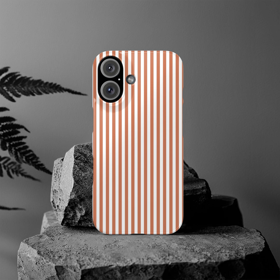 Slim Red Winter Peach Striped Cute Phone Case for Iphone 16 - | iPhone 15 Pro Max Case | iPhone 14 Case 13 12 11 10 9 8 7 X XS Gift for Her - Studio40ParkLane