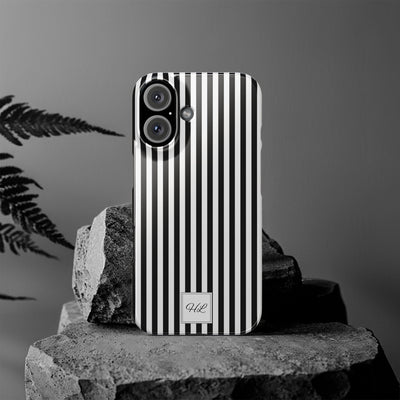 Slim Custom Personalized Black White Striped Phone Case for Iphone 16 - | iPhone 15 Pro Max Case | iPhone 14 Case Iphone 13 12 11 10 9 8 - Studio40ParkLane