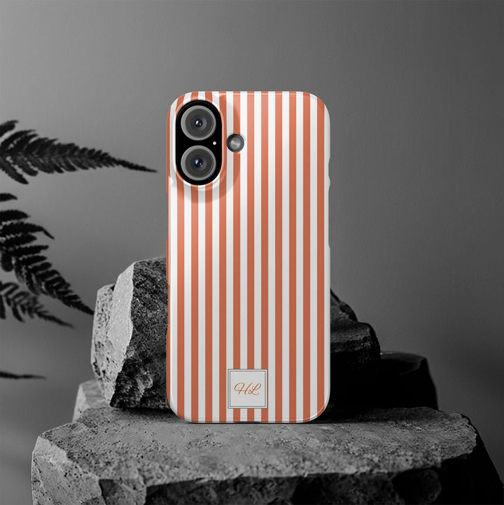 Slim Custom Personalized Winter Peach Striped Phone Case for Iphone 17 - | iPhone 16 Pro Max Case | iPhone 15 Case Iphone 14 13 12 11 10 9 8 - Studio40ParkLane