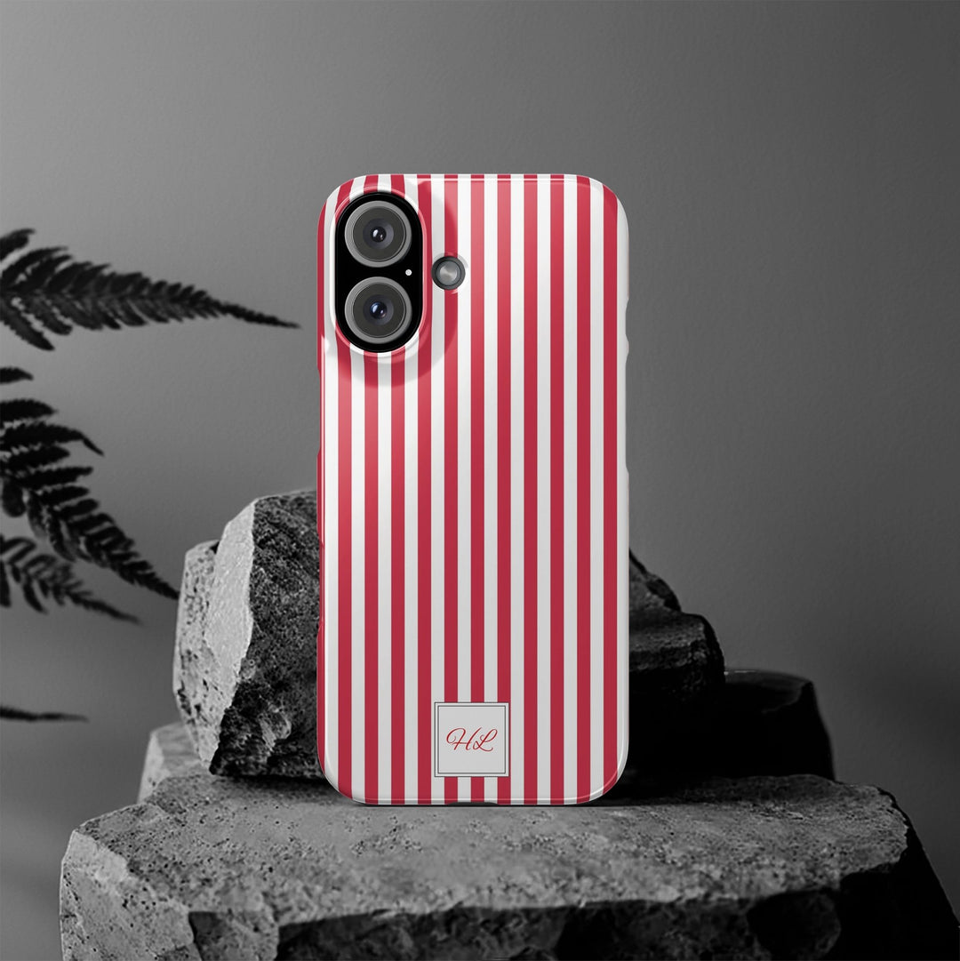Slim Custom Personalized Winterberry Red Striped Phone Case for Iphone 17 - | iPhone 16 Pro Max Case | iPhone 15 Case Iphone 14 13 12 11 10 9 8 - Studio40ParkLane