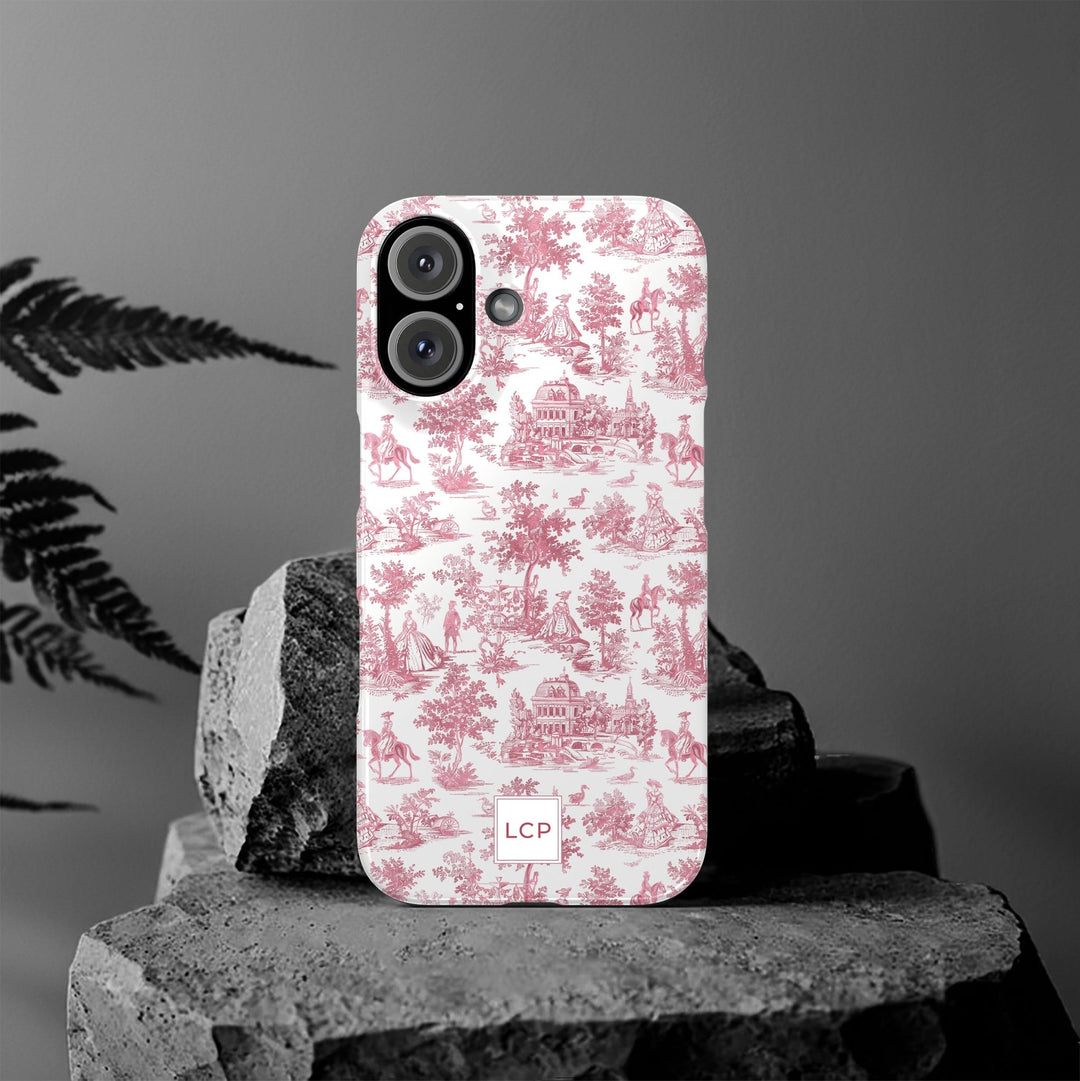Slim Personalized Slim Pink Vintage French Toile Cute Phone Cases for Iphone 16 Pro Max | iPhone 15 Case | iPhone 15 Pro Max Case, Iphone 14, Iphone 14 Pro Max, Iphone 13 12 11 8 7 - Studio40ParkLane