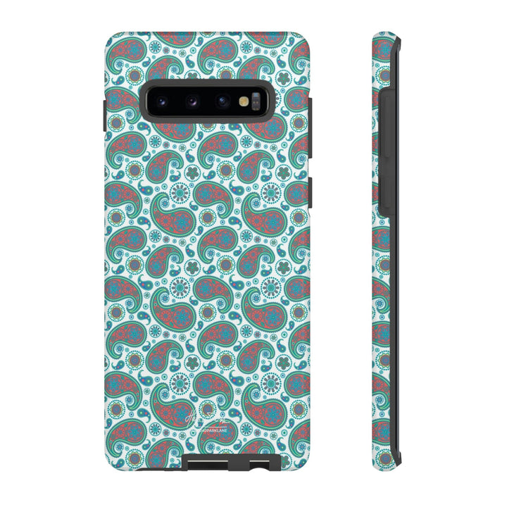 Cute Samsung Phone Case | Aesthetic Samsung Phone Case | Paisley Blue Green | Galaxy S23, S22, S21, S20 | Luxury Double Layer | Cool - Studio40ParkLane